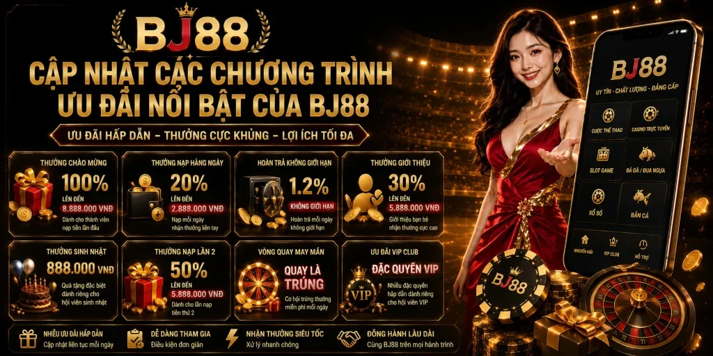 Cập nhật các chương trình ưu đãi nổi bật của BJ88 